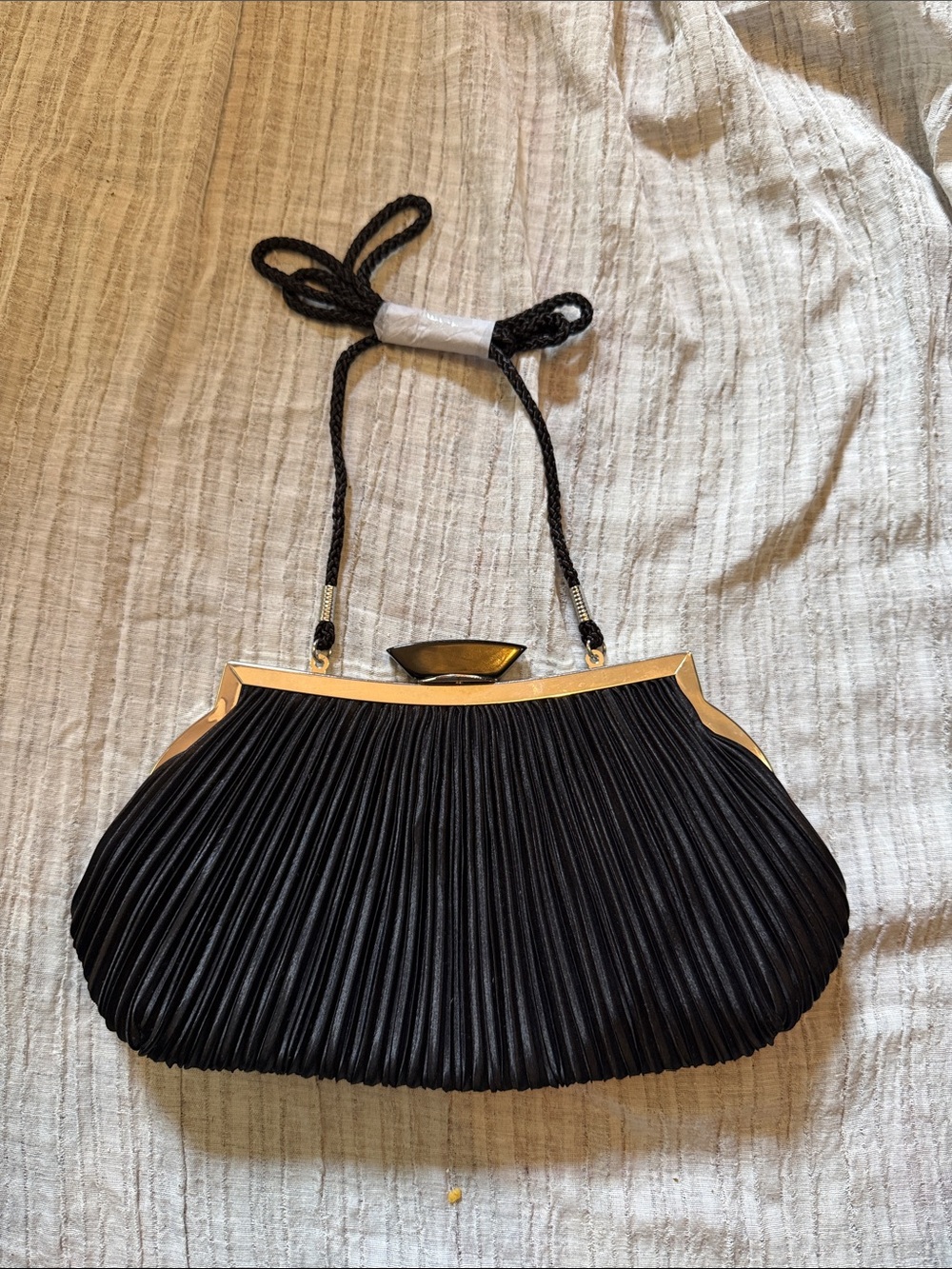 Kate Landry Black Clutch with Gold Frame